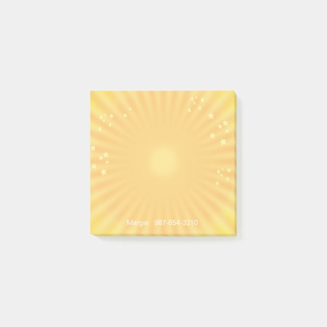 Golden Starburst with (or without) your Name/Phone Post-it Notes (Front)