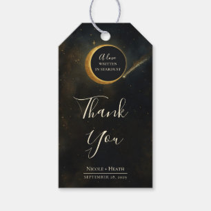 Golden Stardust Eclipse Celestial Wedding Gift Tags