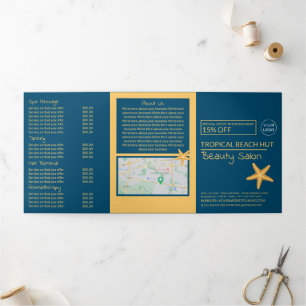 Golden Starfish, Beauty Salon Tri-Fold Flyer Invitation