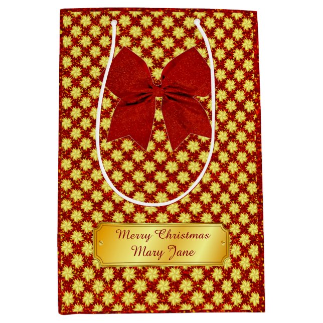 Golden Stars and Red Glitters Medium Gift Bag (Front)
