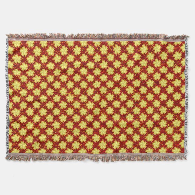 Golden Stars and Red Glitters Throw Blanket (Front)