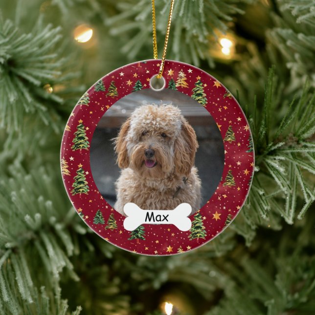Golden Stars Custom Pet Puppy Dog Photo Ceramic Tree Decoration (Tree)