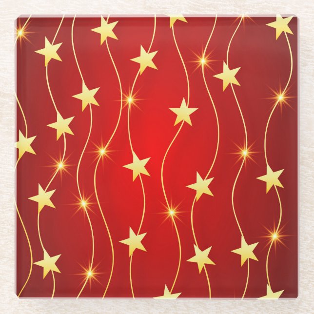 Golden Stars Glass Coaster (Front)