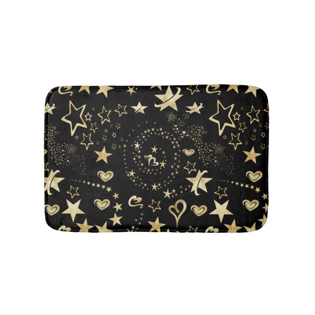 Golden Stars & Hearts  Bath Mat (Front)