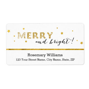 Golden Stars - Merry and Bright Shipping Labels