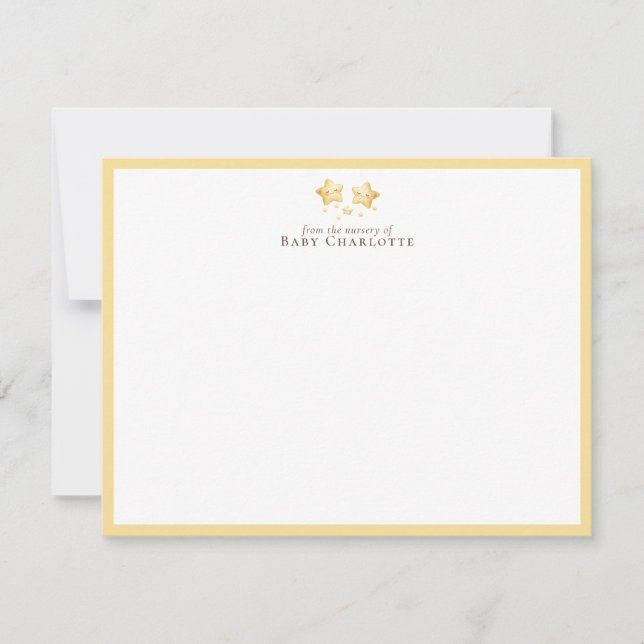 Golden Stars Nursery Note Card – Personalized (Front)