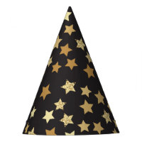 Golden Stars on Black Background Pattern Yan-01.pn