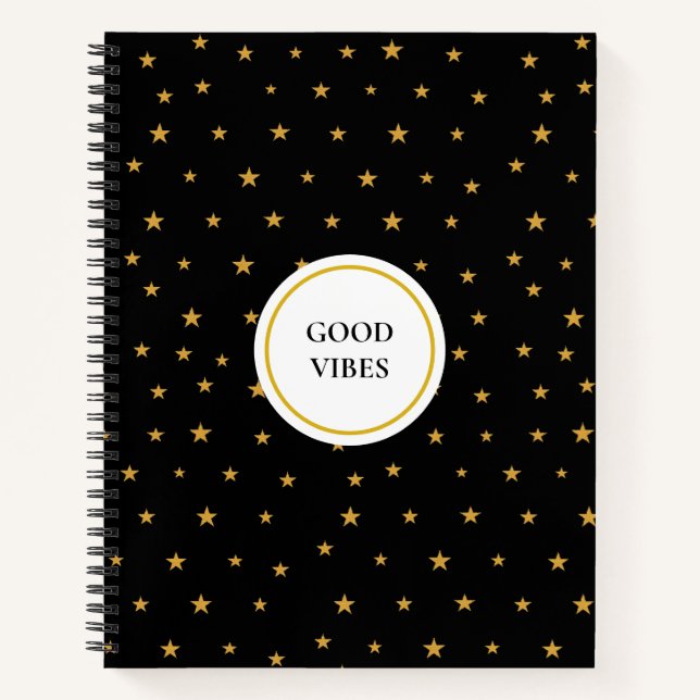 Golden stars on Black Notebook (Front)