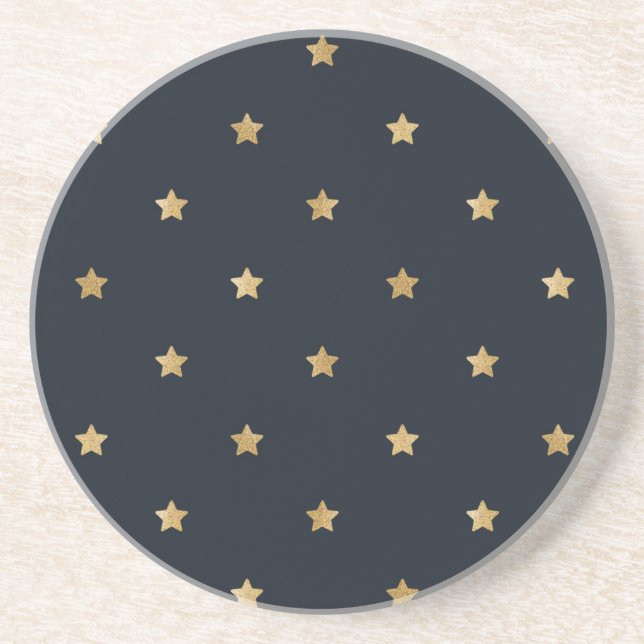 Golden Stars on Midnight Black Coaster (Front)
