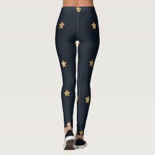 Golden Stars on Midnight Black Leggings