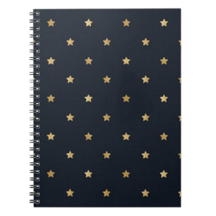 Golden Stars on Midnight Black Notebook