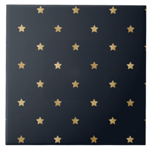 Golden stars on midnight black tile