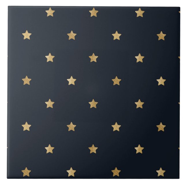 Golden stars on midnight black tile (Front)