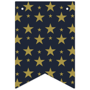 Golden Stars on Navy Blue – Elegant and Timeless Bunting