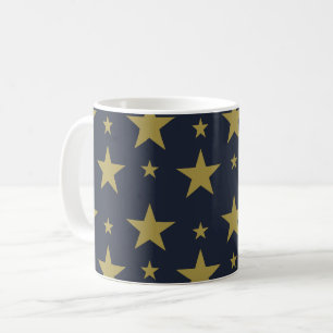 Golden Stars on Navy Blue – Elegant and Timeless Coffee Mug