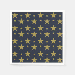 Golden Stars on Navy Blue – Elegant and Timeless Napkin