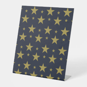 Golden Stars on Navy Blue – Elegant and Timeless Pedestal Sign