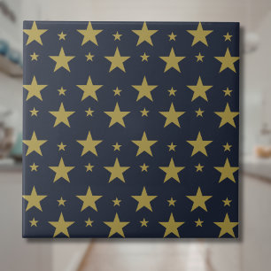 Golden Stars on Navy Blue – Elegant and Timeless Tile