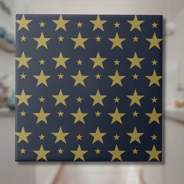 Golden Stars on Navy Blue – Elegant and Timeless Tile (Creator Uploaded)