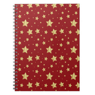Golden Stars on Red Background Notebook