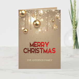 Golden Stars, Ornaments , Merry Christmas Card