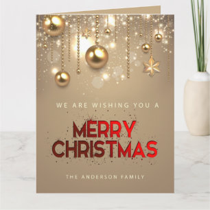 Golden Stars, Ornaments , Merry Christmas Card