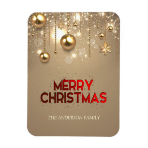 Golden Stars, Ornaments , Merry Christmas Magnet