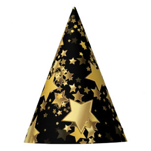 Golden Stars Party Hat-Black Party Hat