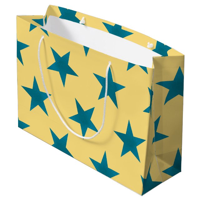 Golden Stars Pattern 18 Large Gift Bag (Back Angled)