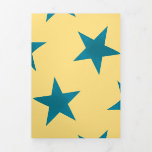 Golden Stars Pattern 18 Tri-Fold Holiday Card