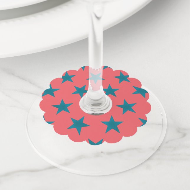 Golden Stars Pattern 19 Wine Glass Tag (Close Up)