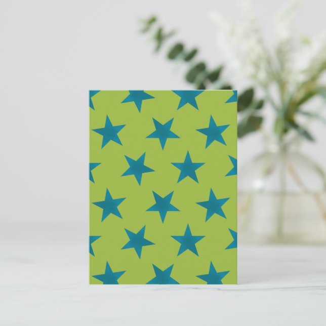 Golden Stars Pattern 20 Holiday Postcard (Standing Front)