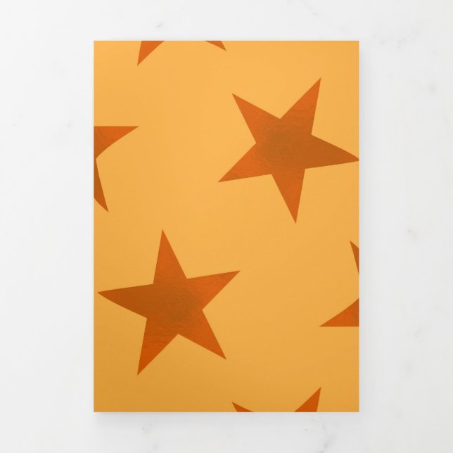 Golden Stars Pattern 2 Tri-Fold Holiday Card (Cover)