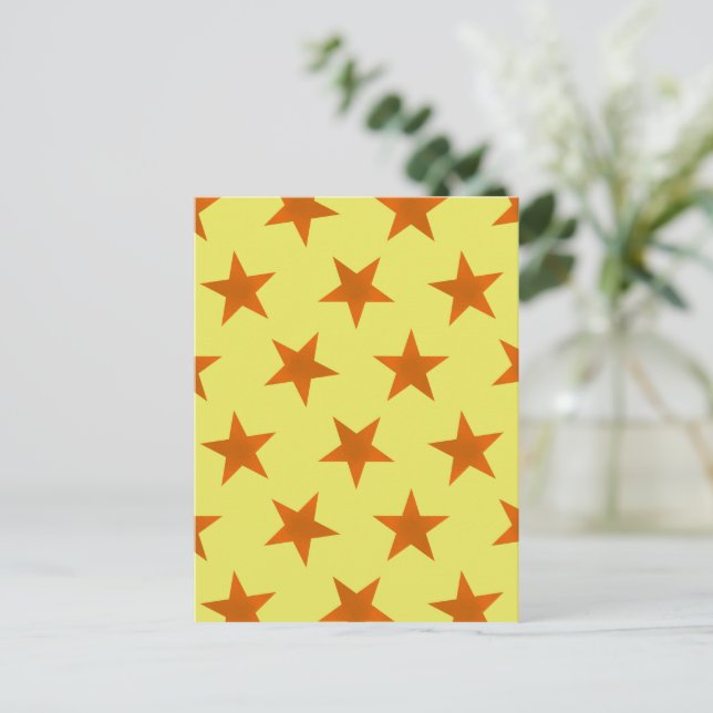 Golden Stars Pattern 4 Holiday Postcard (Standing Front)