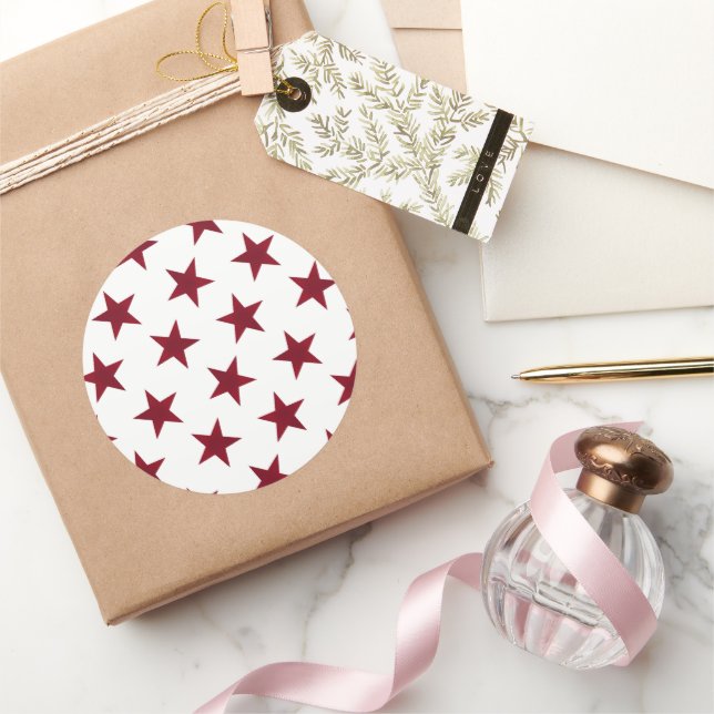 Golden Stars Pattern 7 Classic Round Sticker (Gifting)