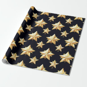 Golden stars pattern wrapping paper