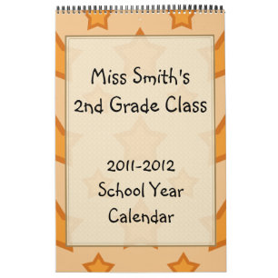 Golden Stars School Year Calendar with lined pages