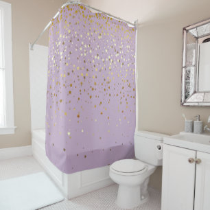 Golden Stars Shower Curtain in Lavender
