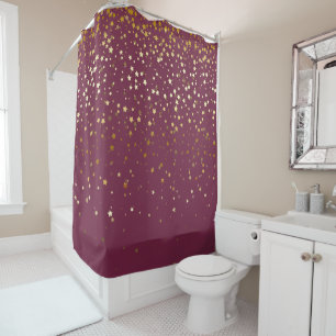 Golden Stars Shower Curtain in Merlot