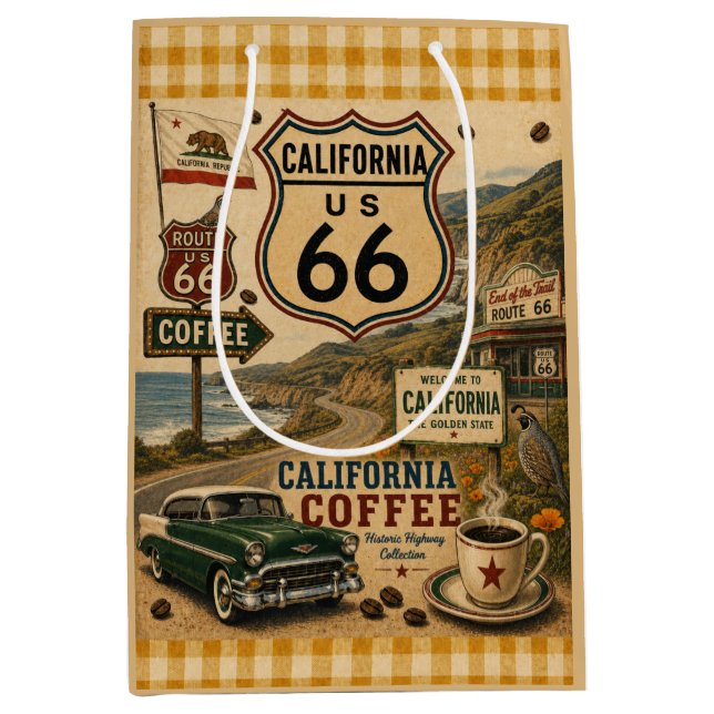 Golden State Route 66 Gift Roadside Medium Gift Bag (Front)
