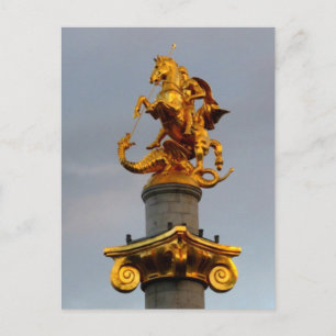 Golden Statue Of Saint George, Republic Of Georgia Postcard