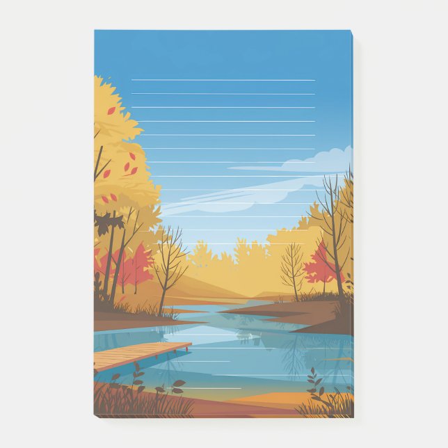 Golden Stillness: Autumn Lake Post-it Notes (Front)
