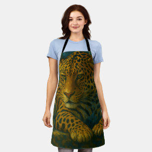 Golden Stillness – Resting Leopard in Foliage Apron