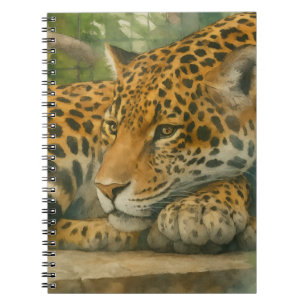 Golden Stillness – Resting Leopard in Foliage Notebook