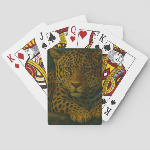 Golden Stillness – Resting Leopard in Foliage Playing Cards