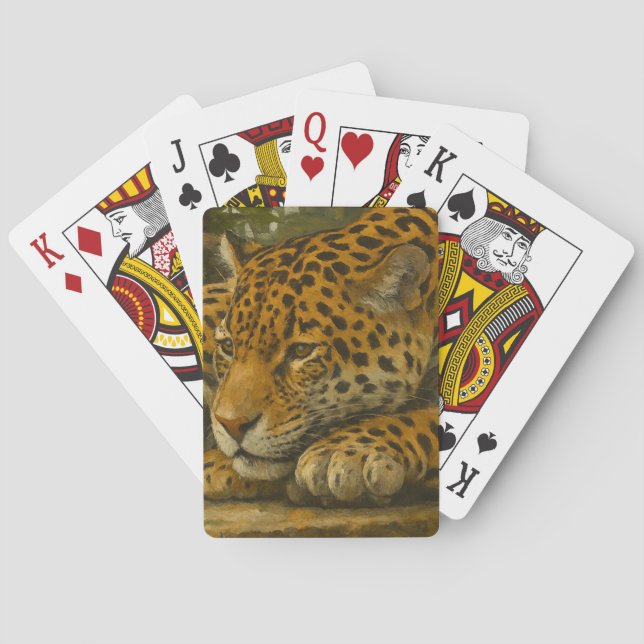 Golden Stillness – Resting Leopard in Foliage Playing Cards (Back)