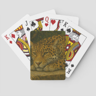 Golden Stillness – Resting Leopard in Foliage Playing Cards