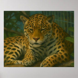 Golden Stillness – Resting Leopard in Foliage Poster