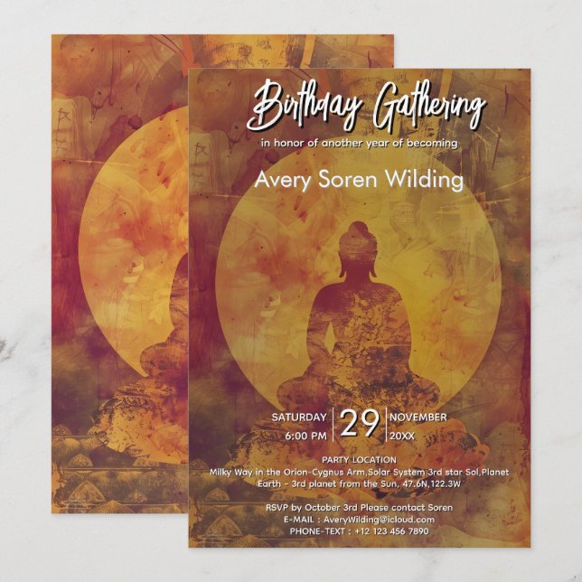 Golden Stillness | Spiritual Light Design Invitation (Front/Back)