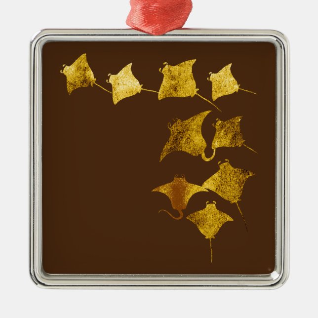 Golden Stingrays Metal Tree Decoration (Front)